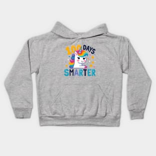 100 days smarter, cute playful unicorn Kids Hoodie